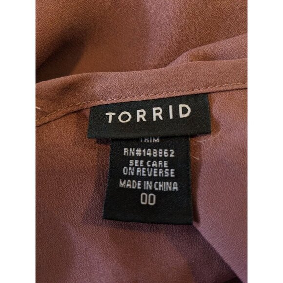 Torrid Georgette Swing Cami Top Womens US 10 Walnut Crochet Dusty Pink Coquette - Picture 5 of 6